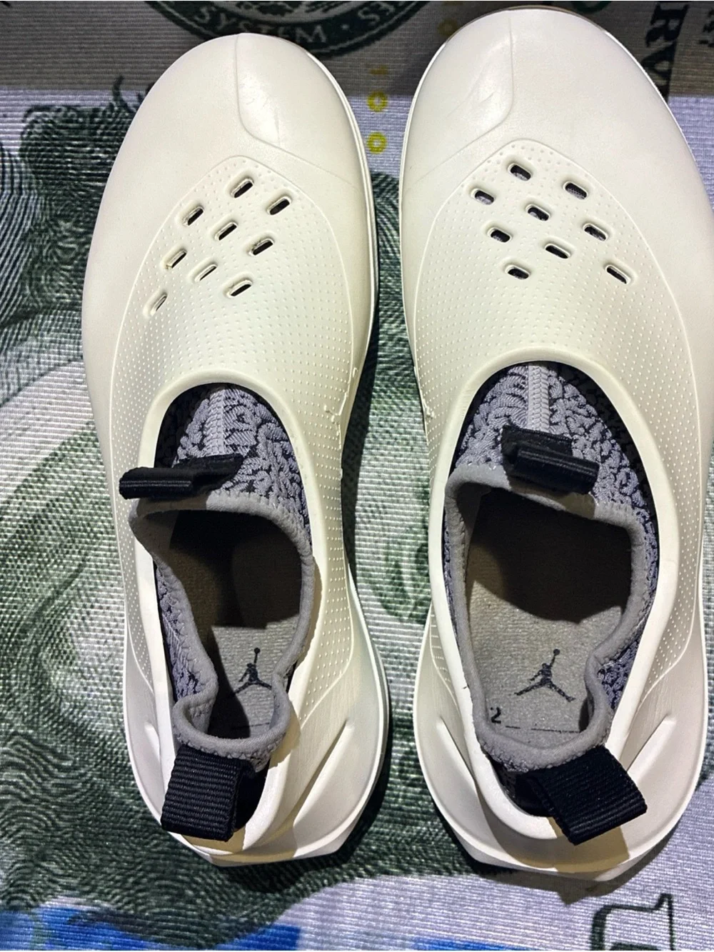 Jordan Men’s Slip-On Sandals in Cream with Gray Knit Liner